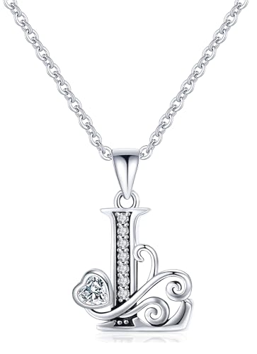 S925 Sterling Silver Initial Letter Necklaces for Women Dainty Letter Chain Necklace for Women Personalized Jewelry Gifts - style: L