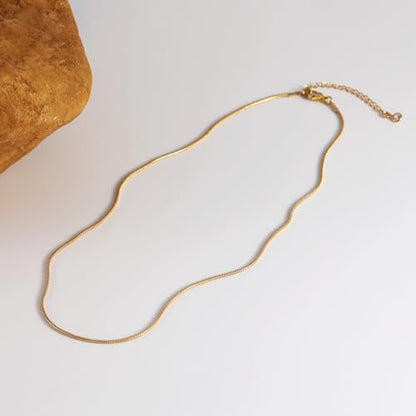 CHESKY Gold Necklace for Women 14K Plated/S925 sterling silver Snake Chain | Dainty Gold Necklace,Thin Chunky Chain,Simple Choker Necklaces for Women,Non tarnish Trendy Jewelry, Gifts for Women - color: gold, style: 1.5mm 16.5 inch snake