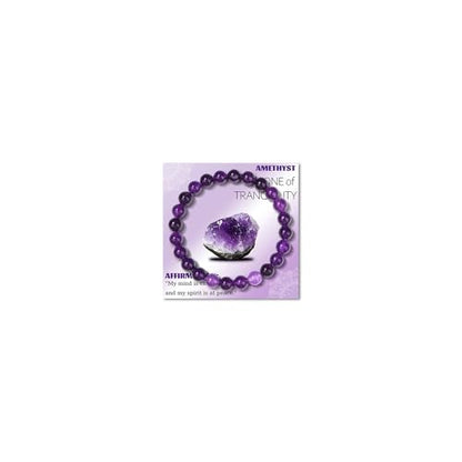 Crystal Beaded Bracelets for Women 4mm Clear Quartz Bead Handmade Gemstone Stretch Elastic Bracelet Natural Stone Crystal Healing Reiki Spiritual Jewelry Gifts - color: Amethyst, size: 8mm