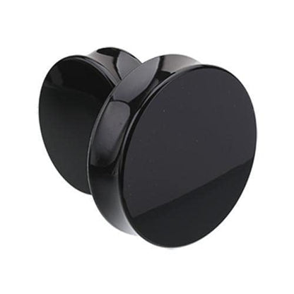 1 PAIR (2pcs) BLACK ACRYLIC PLUGS Double Flare Gauges Solid Saddle Thin Ear Flesh Tunnels 1014 - size: 1" (25MM)