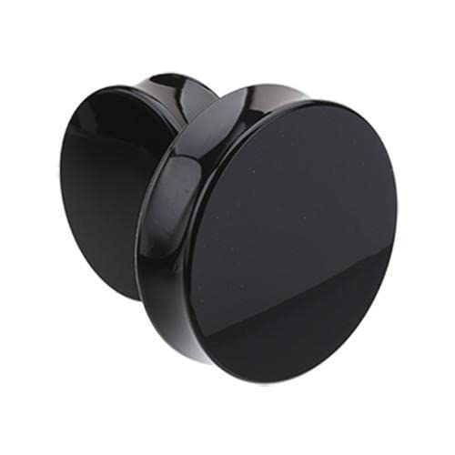 1 PAIR (2pcs) BLACK ACRYLIC PLUGS Double Flare Gauges Solid Saddle Thin Ear Flesh Tunnels 1014 - size: 15/16" (24MM)