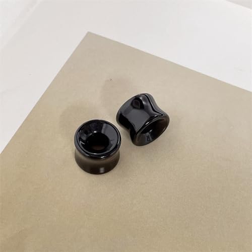 Hollow Black Obsidian Natural Stone Ear Plugs Gauges Tunnel Expanders Stretcher Saddle Organic Agate Double Flared Flesh Earrings for Men Women Fashion Piercings Body Jewelry Gift - size: 00g(10mm)