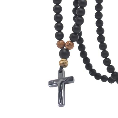 Wood Bead Necklace Africa Wooden Chain Statement Unisex Chunky Necklaces - color: A- Black