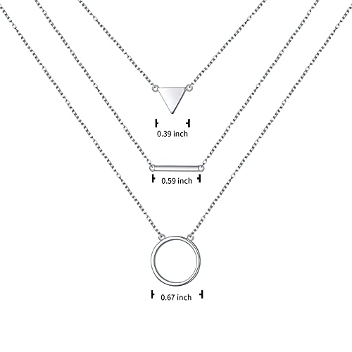 925 Sterling Silver Multilayer Layered Triple Long Chain Necklace for Women - style: Multilayer Layered 3