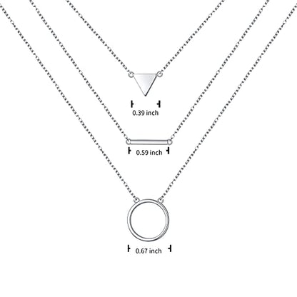 925 Sterling Silver Multilayer Layered Triple Long Chain Necklace for Women - style: Multilayer Layered 3