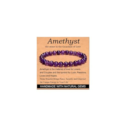 Carnelian Bracelet - Stone of Luck,Stretch Natural Stone Crystal Beads Jewelry Gifts for Women Men Unisex - color: Amethyst-Guardian of Love, size: 6mm