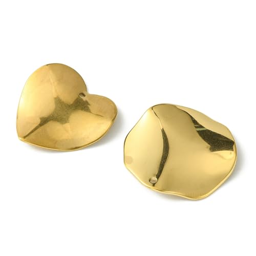 8-64Pcs Silver Goldern Color Heart Pendants Charms 10 Styles Heart Stainless Steel Metal Charms for Jewelry Making Crafting Necklaces Bracelets Earrings Keychains Birthday Gift - color: Golden Mixed Shapes6A- 16 pcs