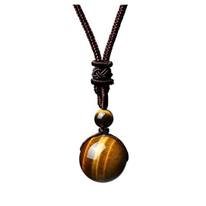 Jovivi Healing Crystals Necklace Natural Tiger Eye Amethyst Lucky Blessing Protection Chakra Beads Stone Pendant for Women Men Adjustable - color: Yellow Tiger Eye