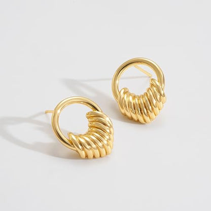 LOYATA Spike Earrings Gold Huggie Hoop Diamond Cubic Zirconia 14K Gold Plated Dainty Small Simple Hypoallergenic Geometric Jewelry Gift for Women - color: Circle of love