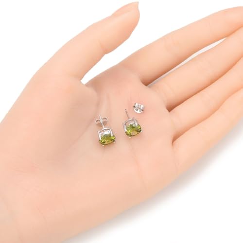 Adabele Authentic Sterling Silver Birthstone Stud Earrings 6mm 8mm Cubic Zirconia Imitation Diamond Gemstone Hypoallergenic Nickel Free Tarnish Resistant Women Fine Jewelry - color: August, size: 8mm/2 Carat/Large