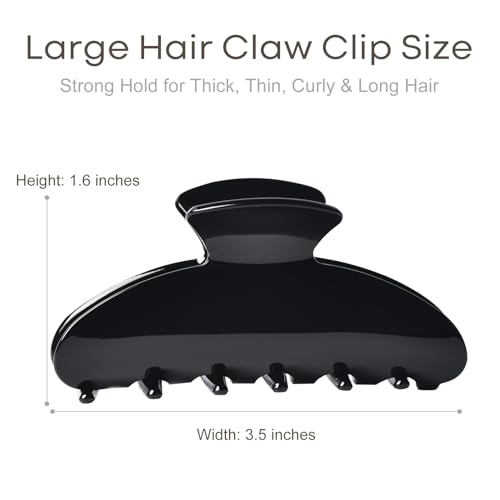 Aileam Acetate Hair Claw Clips for Women,Black White hair clip French Design Strong Hold Non-Slip claw clips for Thick Hair, 2 Pack - color: Black & Iridescent White