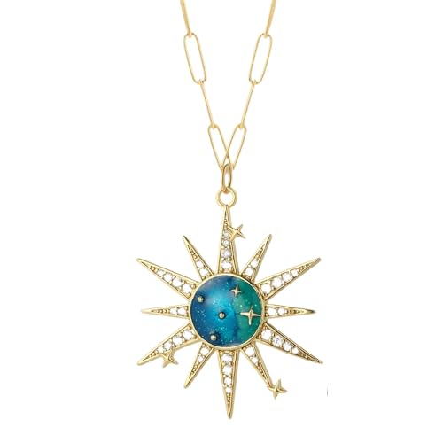 925 Sterling Silver Sun and Moon Necklace Pendant Star Necklace Set Sun moon pendant necklace twitches necklace sun and moon Necklaces and Cloud Sun and Moon Jewelry for Women, - color: NK008G5AC220099G2