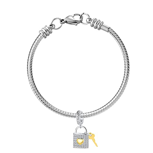 Bow Royal Crown Married Couple Wine Bottle Lock Key Arrow Heart Dangle Charm Bead for Pandora Bracelet … - style: Key to My Heart