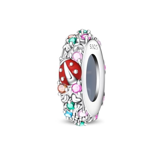 2pcs Stopper Spacer Beads for Pandora Bracelets, Sterling Silver Cross Ladybug Clip Spacer Charms For Bracelet DIY Jewelry Gift - color: Ladybug