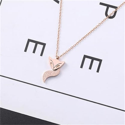 925 Sterling Silver Necklace for Women Trendy, Charming Layered Necklace with Cubic Zirconia Pendant for Her Womens Dainty Diamond Choker Necklaces Holiday Jewelry Gifts for Mom Wife Daughter Lover - color: Fox Necklace-Gold04