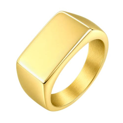 PCY Stainless Steel Gold Plated Men Women Band Ring - color: 11mm Gold DFX