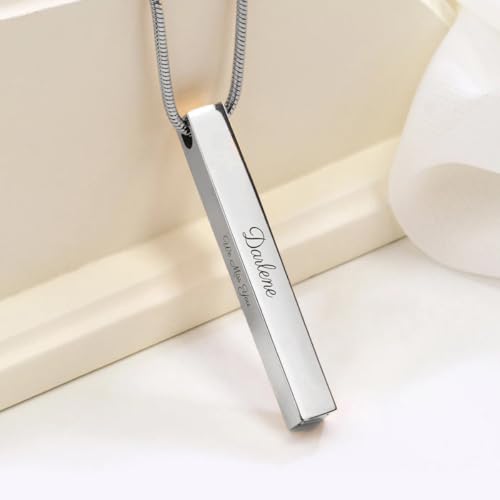 GetUrns Custom Engraved Necklace Handmade Memorial Jewelry Gift - color: Silver