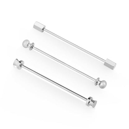wynameleri Mens Shirt Collar Bars Pins Clips Clasps Silver Tone and Gold Tone Set 3 PCS Business Gift 60mm - color: Silver