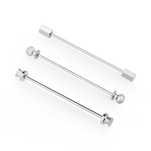 wynameleri Mens Shirt Collar Bars Pins Clips Clasps Silver Tone and Gold Tone Set 3 PCS Business Gift 60mm - color: Silver