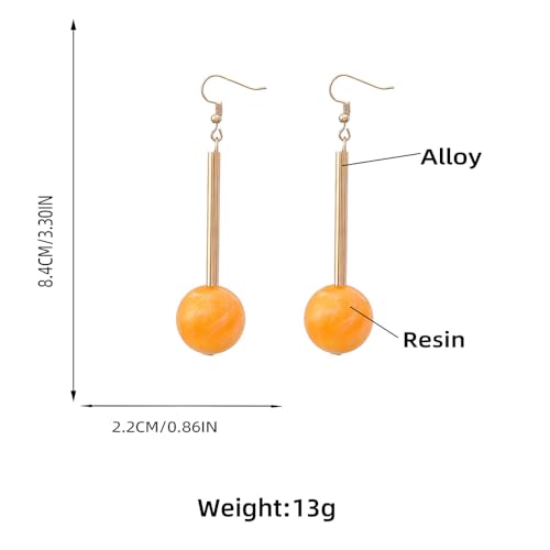 Acrylic Geometric Earrings Round Square Resin Earrings Lightweight Drop Earrings Resin Acetate Drop Dangle Hoop Earrings Long Tassel Fashion Jewelry Hollow Marble Design for Women - color: Yellow