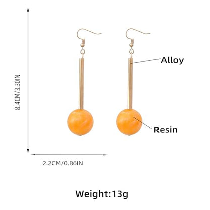 Acrylic Geometric Earrings Round Square Resin Earrings Lightweight Drop Earrings Resin Acetate Drop Dangle Hoop Earrings Long Tassel Fashion Jewelry Hollow Marble Design for Women - color: Yellow