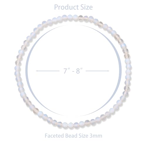 Healing Crystal Bracelet Clear Quartz Faceted Beaded Bracelets for Women Men 3mm Natural Stone Adjustable Handmade Stretch Bracelet Reiki Spiritual Jewelry Fashion Gifts - color: Opal