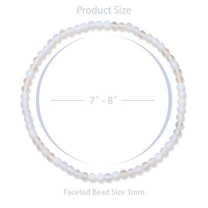 Healing Crystal Bracelet Clear Quartz Faceted Beaded Bracelets for Women Men 3mm Natural Stone Adjustable Handmade Stretch Bracelet Reiki Spiritual Jewelry Fashion Gifts - color: Opal
