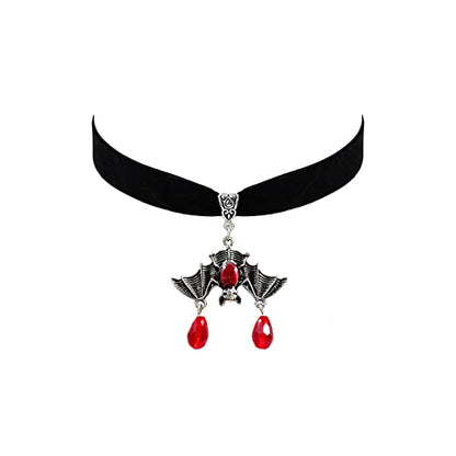 Gothic Black Velvet Goth Choker Necklace for Women,Cameo Black Choker Crow Skull Pendant Necklace Vintage Collar Skull Necklace Gothic Jewelry - style: Bat
