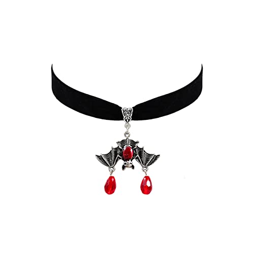 Gothic Black Velvet Goth Choker Necklace for Women,Cameo Black Choker Crow Skull Pendant Necklace Vintage Collar Skull Necklace Gothic Jewelry - style: Bat