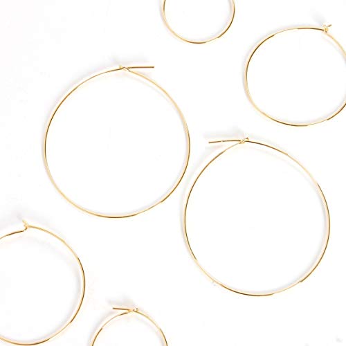 Thin Hoop Earrings for Women - Lightweight Wire Threader Loop Drop Dangles | Plated in 18K Gold or 925 Sterling Silver, Hypoallergenic and Safe for Sensitive Ears - color: 18K Gold Plated - 2" inch