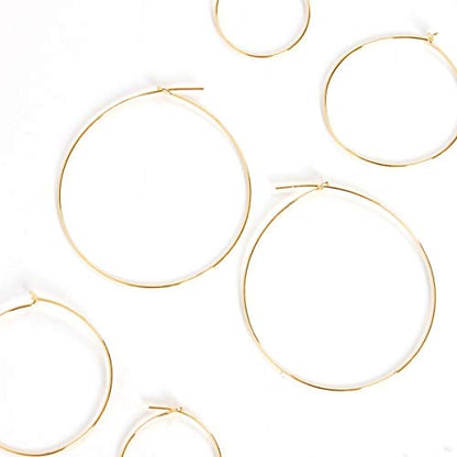 Thin Hoop Earrings for Women - Lightweight Wire Threader Loop Drop Dangles | Plated in 18K Gold or 925 Sterling Silver, Hypoallergenic and Safe for Sensitive Ears - color: 18K Gold Plated - 2" inch
