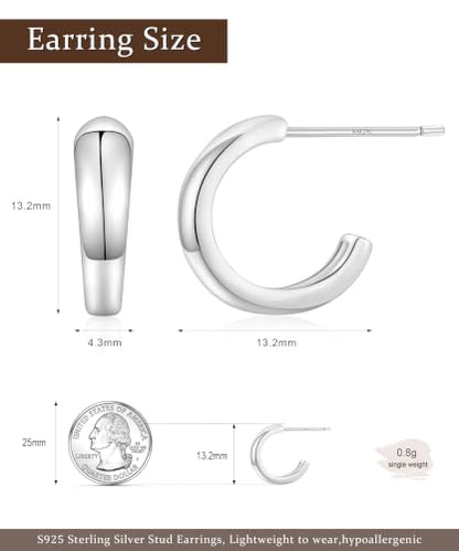 Monkton Huggie Earrings for Women S925 Sterling Silver Open Hoop Earrings - Chic Lightweight Dainty Minimalist Hypoallergenic