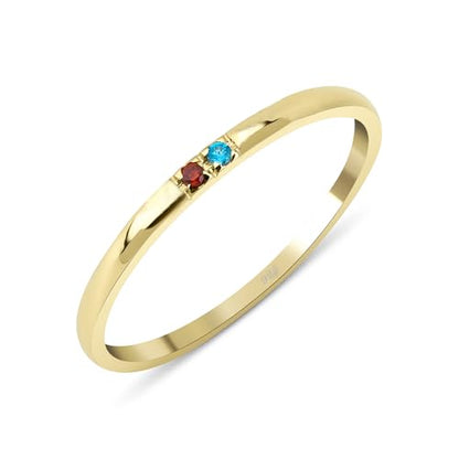 Dainty Multi-Stone Ring, 1-10 selectable Birthstones Ring, Minimalist Ring, Handmade Family Ring, Custom Ring, Personalized Gift, Mothers Day Gift, 14K gold & 925K Silver Ring - style: 2 birthstones