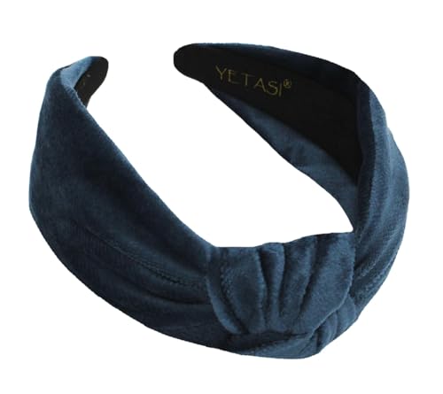 Pastal Blue Velvet Headbands for Women, Wearable All Day, Trendy Womens Headbands are Knotted Headband for Women's Hair, Cute Top Knot Fashion Designer Girls Head band - color: Pastel Blue