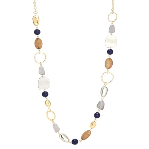 Long Gold Boho Necklaces for Women Beaded Statement Chain Long Necklace Gold Costume Jewelry Birthday Gifts for Her - color: 93-Blue Coffee