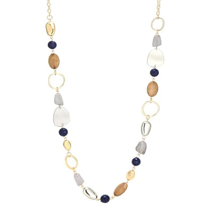 Long Gold Boho Necklaces for Women Beaded Statement Chain Long Necklace Gold Costume Jewelry Birthday Gifts for Her - color: 93-Blue Coffee