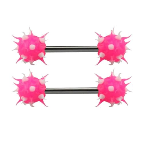 14G Colorful Silicone Spike Ball Nipple Rings for Women 316L Stainless Steel Nipple Tongue Straight Barbell Statement Nipplerings Tongue Studs Body Piercing Jewelry - style: Style5