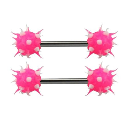14G Colorful Silicone Spike Ball Nipple Rings for Women 316L Stainless Steel Nipple Tongue Straight Barbell Statement Nipplerings Tongue Studs Body Piercing Jewelry - style: Style5