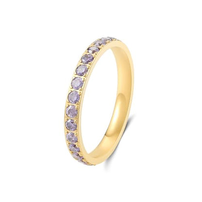 Birthstone Rings for Women 14K Gold Filled Stacking Rings for Oura Ring Gen 4/Oura Ring Gen 3, Cubic Zirconia Wedding Eternity Bands - color: 06. June