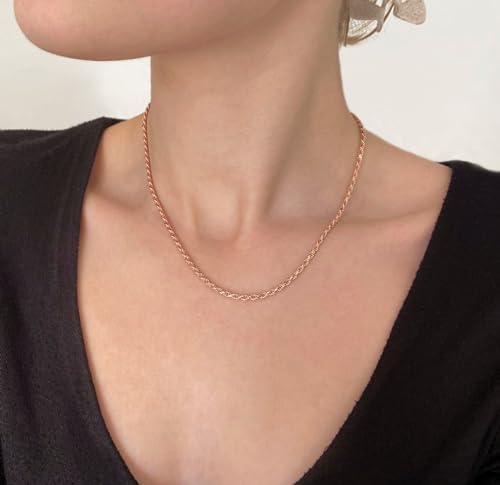 Freekiss Layered Necklace Set for Women Stackable | Herringbone Snake Cuban Rope Chain, Dainty Choker, Layered Stackable, Non Tarnish, Hypoallergenic, Adjustable 14-18.5" - color: Rose Gold, style: 3Snake+Rope+Cuban
