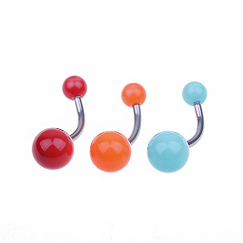 14G Body Piercing Jewelry Surgical Steel Belly Button Rings Tongue Rings Packs Silicone Spike Ball Barbell Belly Tongue Nipple Rings Piercing for Women - style: Acrylic belly rings 20pcs