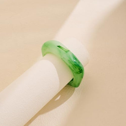 Chunky Acrylic Bangles Bracelets For Women Geometric Acrylic Resin Acetate Mottled Wide Bangle Bracelet Statement Colorful Bangles for Party - color: 03-green bangle