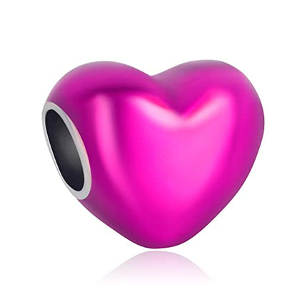 S925 Charms for Bracelets and Necklaces, Gifts for Mothers Nurses Day Graduation, for Girlfriend Family Friend, Bead Pendant, for Pandora, Silver 14K Gold Plated Enamel CZ, DIY Jewelry Making - style: 26 Pink Enemal Heart Charms