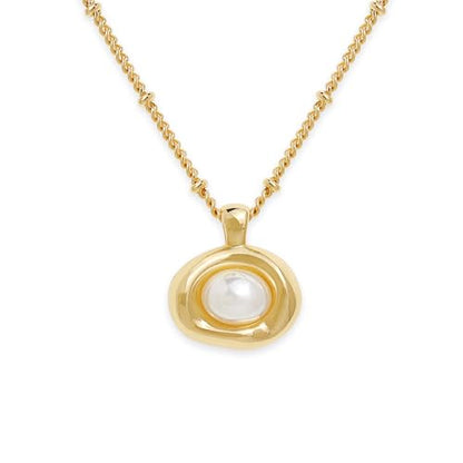 Jean Beau Gold Stone Pendant Necklaces for Women, Chunky Gemstone Dangle Necklace Wedding Prom Fashion Jewelry Gift - color: White Pearl
