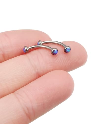 Jenxnjsjo F136 Titanium 16g 6/8/10mm Opal Eyebrow/Rook/Snug/Vertical-Labret/VCH/Snake-Eyes/Anti-Tragus/Christina/Daith/Belly-Button/Bridge/Hood/Surface Curved Barbell Piercing Jewelry for Women Men - color: Purple Opal, size: 10mm