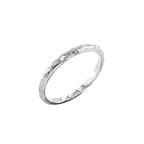 Sterling Silver Handmade 1.9mm Hammered Wedding Band