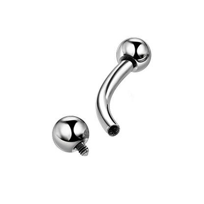 Pierced Owl - 316L Stainless Steel 12-00GA Large Gauge Internally Threaded Curved Barbell - style: 12GA / 12mm Length / 5mm Ball Size