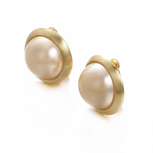 Vintage Pearl Clip On Earrings For Women Non Pierced Earrings | Large Rhinestone Earring Round Pearl Earrings Wedding Jewelry - style: Faux Pearl Clip On Earrings