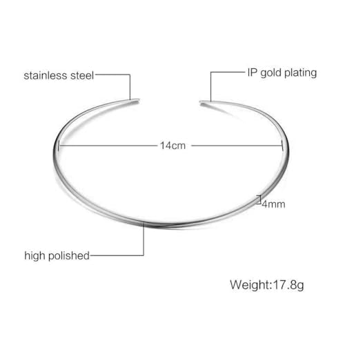 JAJAFOOK Minimalist Round Gold-Tone Bar Necklace Simple Fashion High Neck Choker Female King Neckwire - color: Silver