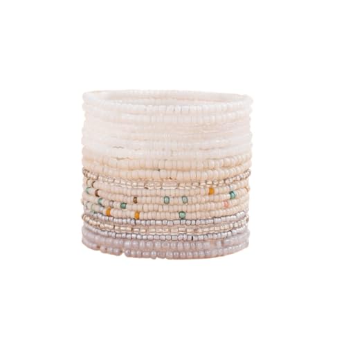 18Pcs Boho Stackable Beaded Bracelets for Women Colorful Handmade Multilayered Rice Beads Anklets Set Summer Beach Bohemian Jewelry Gift - color: Style 1 White